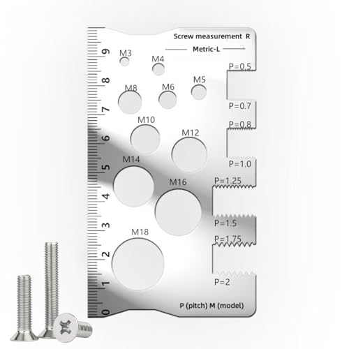Thread Pitch Gauge,Stainless Steel Thread Gauge Set Bolt Measuring Caliper,Precision Screw Measuring Gauge Scratch,Thread Gauge Metric and Imperial,Screw Checker,Screw Measuring Ruler,Screw Gauge