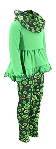 Image of Unique Baby Girls Kids Toddler 3pc Outfit Set Long Sleeve Cotton Blend Tunic Top Leggings and Scarf
