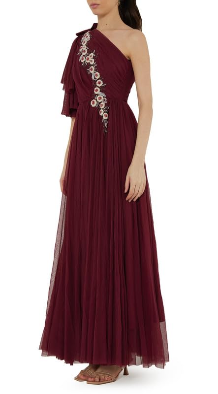 AmriWomen's Embroidered One Shoulder Tulle Ball Gown