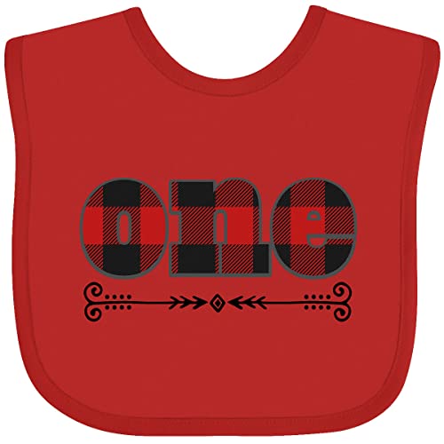 inktastic First Birthday Buffalo Plaid Lumberjack Baby Bib