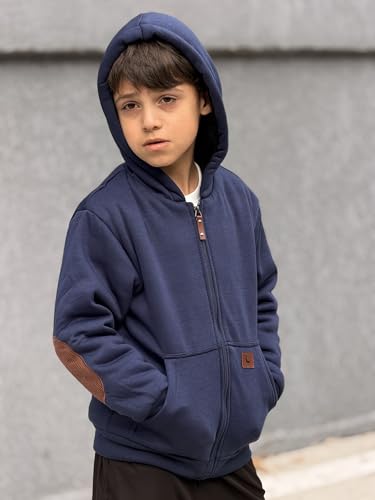 Image of Boys Zip Up Hoodie Kid Hooded Jacket | Fleece Lining,Soft Warm coat,Fall Winter Outwear for 6-15 Years Unisex,Sweatshirt Suitable for School,Outdoor