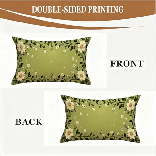 Housse coussin 50x70cm lin de qualité supérieure avec motif géométrique vert - 6