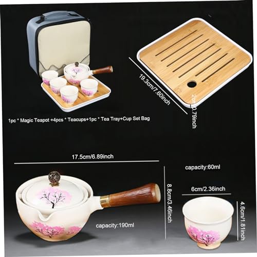 Juego de tetera de té japonés de porcelana fina con elegante diseño giratorio de 360° 4