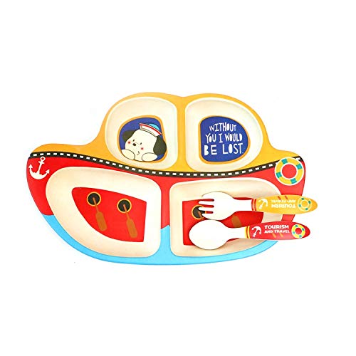 Instabuyz Bamboo Fiber Crockery 3pc Set with Spoon, Fork & Plate