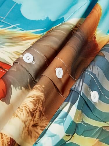 Hardaddy Men's Gongfu Rooster Chest Pocket Printed Short Sleeve Button Down Summer Casual Shirt4