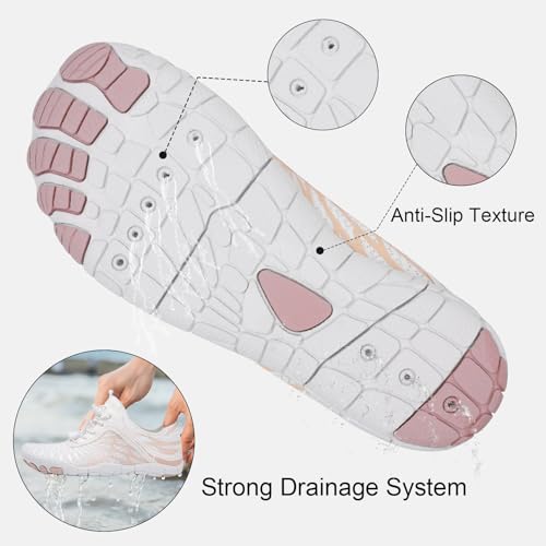 Image of Orgone Hike Footwear Barefoot Shoes Womens Mens, Pro Water Shoes Women Men Barefoot Hike Shoes Travel Shoes, Wide Toe Box Non-Slip Breathable Barefoot Shoes Pink