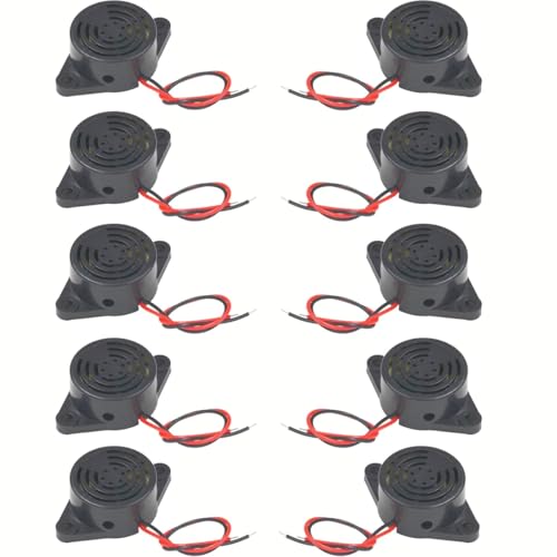 YFUSET 10Pcs SFM-27 DC 3-24V 90dB Active Alarm Buzzer High Decibel Piezoelectric Buzzer Black Continuous Sound Alarm Compatible with Arduino