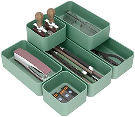 6 PCS Stackable Drawer Organizers Set, Versatile Desk and Vanity Drawer ...