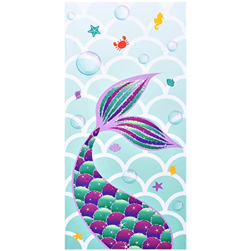 Wernnsai Mermaid Beach Towel - 30” X 60” Mermaid Tail Polyester Camping Towels For Girls Kids Quick Dry Ultra Absorbent Super Soft Beach Blanket Pool Travel Swimming Bath Shower Towel #TOP6
