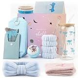 FIVAVA Regalo per ragazze e adolescenti, 9, 10, 11, 12, 13, 14, 15, 16 anni, regalo di compleanno per la migliore amica, bicchiere in vetro con cannuccia e coperchio（blu）