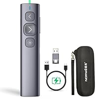 Norwii N95 Bluetooth Präsentation Clicker mit USB-C, USB-A-Empfänger, wiederaufladbare PowerPoint Clicker, Präsentation Remote, Long Range Wireless Presenter für Tablet/Laptop (Grün, BLE&USB-AC)
