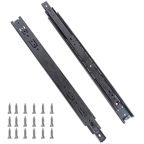 KINJOEK 2 PCS 18 Inch Full Extension Ball Bearing Drawer Slides Heavy Duty Side Mount Cabinet Rails Tool Box, Keyboard Glides Rails Rack, Black