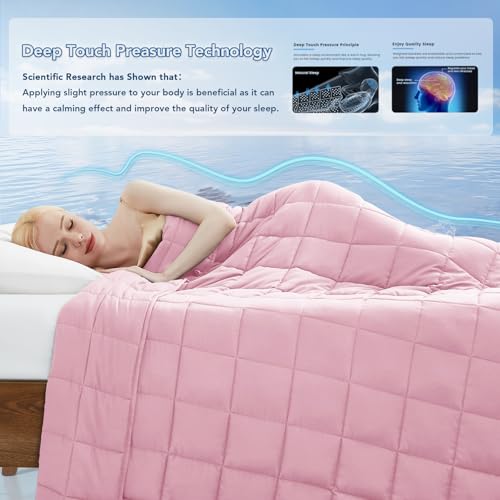Topcee Weighted Blanket for Adults (15 lbs, 48" x 72") Twin Size Soft Cooling Heavy Blanket Sleeping, Apply to 130-160 lbs Body, Thick Breathable Blanket with Glass Bead, Easy Care