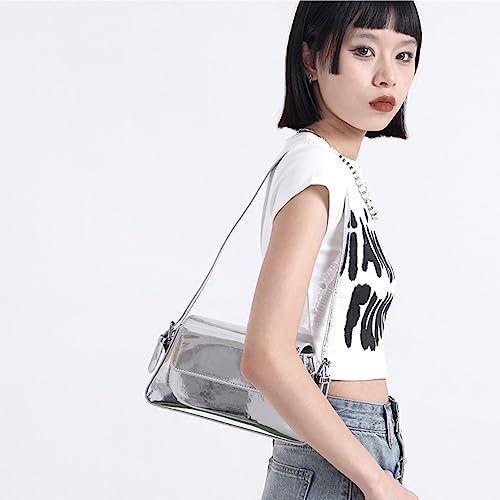 Metallic Clutch Purses For Women Evening Bag Silver Purse Y2K Sparkly Hobo Crossbody Bag Shoulder Bag Tote Handbags #TOP3
