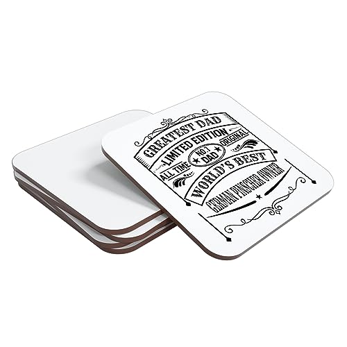 Greatest Dad Worlds Best German Pinscher Owner Vintage Style Limited Edition Coaster Unique Fun Fathers Gift - Made in UK