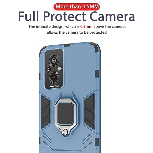Image of Pikkme Redmi 11 Prime 4G Back Cover | D5 Tough Armor Bumper | 360 Protection Case | Ring Holder Stand Case for Redmi 11 Prime 4G (Blue)