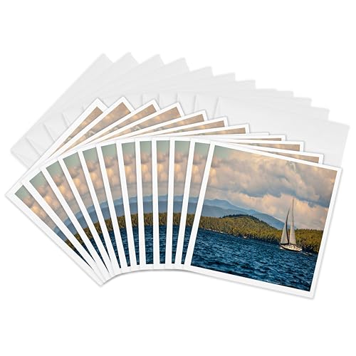 Cartes de vœux voilier lac bleu et montagnes paysage aquatique 15,2 cm