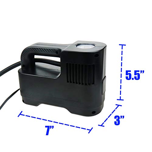 Modengzhe Portable Car Tire Inflator with Presure Gauge, DC 12V Car Cigarette Lighter Powered Mini Air Compressor Pump for Vehicles Motorcycles Bicycles Mopeds Inflatable Boats or Balls