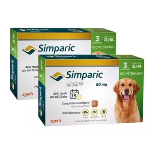 Simparic Antipulgas Para Cão Cães Cachorro de 20 Á 40 Kg Carrapatos 80mg 6 cp Kit 2