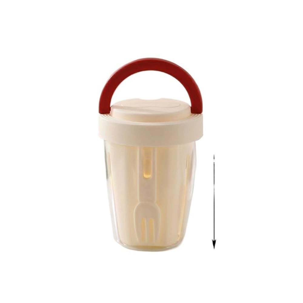Lopheco 4PCS Portable Fruit Storage Cup with Drainage, Leak-Proof Salad Box with Lid and Fork for On-the-Go Meals(Red)