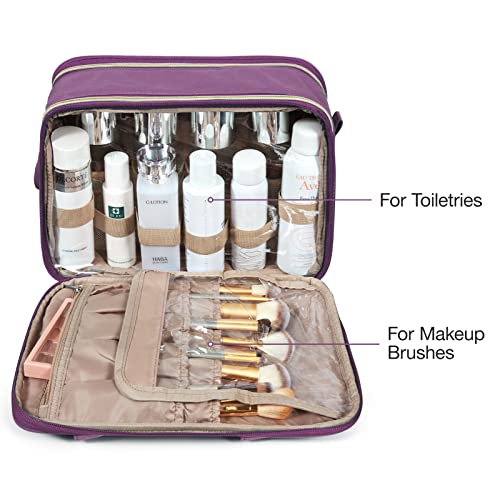 BAGSMART Large Toiletry Bag, Travel Makeup Organizer Water-resistant Makeup Cosmetic Bag Travel Bag for Accessories, Shampoo, Full Sized Container, Toiletries (Purple, Large) - Image 5