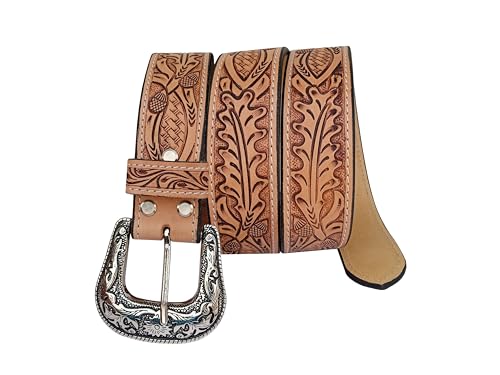 Western Genuine Leather Tooled Belt with Hand Painted Design 30IS0113