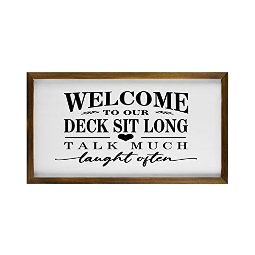 Panneau en bois Welcome to Our Deck plaque décorative murale extérieure 30x55 cm
