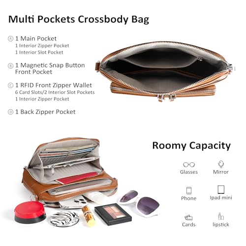 Image of befen Genuine Leather Crossbody Purses for Women, Women's Small Crossbody Shoulder Bag with Built in RFID Wallet