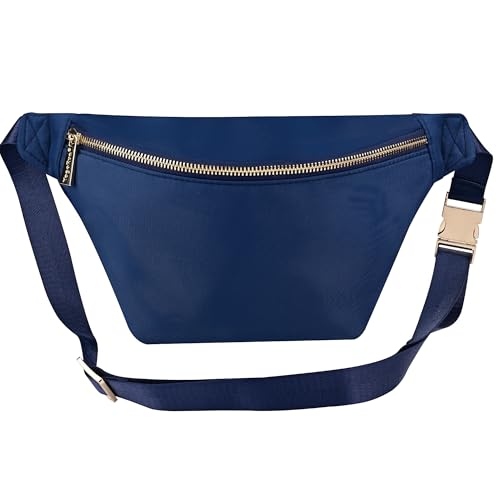 YogoRun Fanny Packs for Women Fashion Waist Pack for Men Water-resistant Nylon Crossbody Sling Bags for Women Travel (Navy Blue)