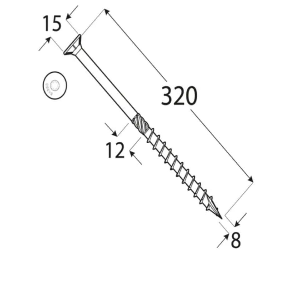 Caja de Tornillos para Madera Torx de 8x320mm (50 uds)