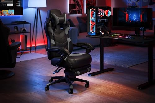 RESPAWN 110 Ergonomic Gaming Chair With Footrest Recliner - Racing Style High Back PC Computer Desk Office Chair - 360 Swivel, Lumbar Support, Adjustable Headrest Pillow, Padded Armrests - 2021 Grey - Image 3