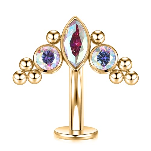 FUNLMO Belly Button Ring G23 Titanium Floating Navel Piercing Jewelry 14G Belly Piercing Jewelry Internally Threaded Curved Navel Barbell 8/10/12/14mm