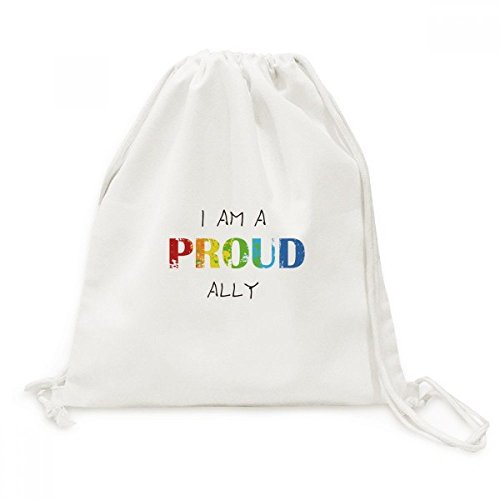 Toile Drawstring Backpack LGBT Drapeau Arc en Ciel Sac à Dos Cordon Éco