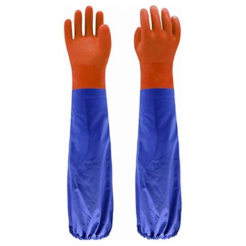 26"Insulated & Waterproof PVC Coated Glove with Cotton liner, Heavy Duty Latex Gloves, Resist Acid, Alkali and Oil,Fishery, Machinery, Chemical industry Cover