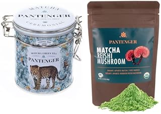 Organic Matcha Green Tea Powder Ceremonial Grade 1 Oz (tin) and Matcha Reishi Mushroom 2.12 Oz.