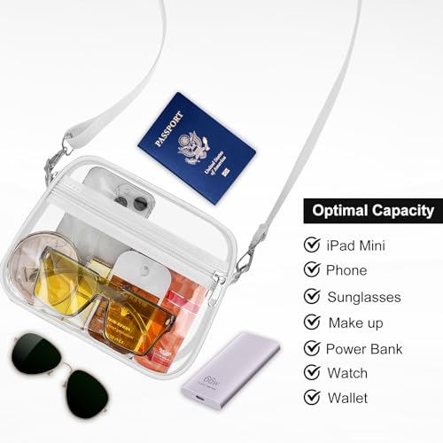 Image of Clear Bag for Stadium Events Clear Sports Fan Handbags Purses with Adjustbale Strap for Concerts Festivals Game Day