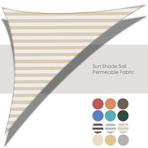 ECOOPTS 22'x25'x33' HDPE Sun Shade Sail Right Triangle Canopy Shades for Outdoor Patio Pergola Cover Blockage 95% UV Resistant(Beige White)