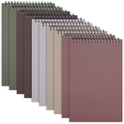 LABUK Top Spiral Steno Pads 6x9in, 10 Pack A5 Spiral Note Pads Notebooks, 60 Sheet, Thick Plastic Covers, Steno Notebooks for Work, Office Cover