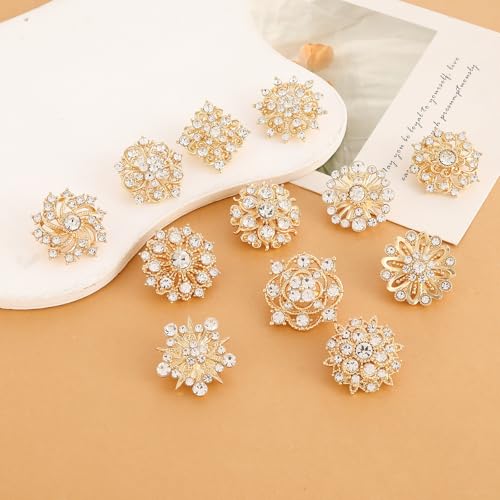 Image of 26 Pieces Wedding Bouquet Bulk Brooches for Women Fashion, Large Rhinestone Flower Brooch Pins for Crafts