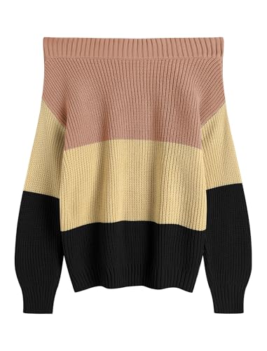 Image of ZAFUL Sweaters for Women Off Shoulder Knit Sweater with Long Sleeve Loose Pullover Jumper Tops