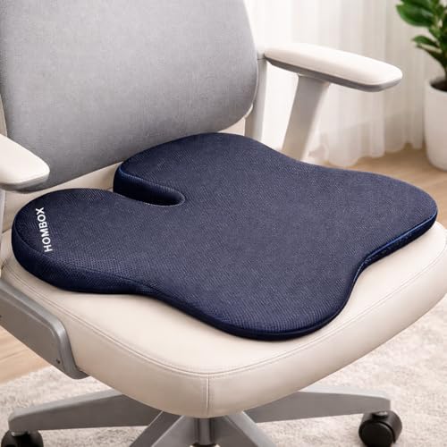 Image of HOMBOX Car Wedge Seat Cushion | Orthpedic PU Foam Cushion with Coccyx Tailbone Cutout | Relieves Hip Pain & Tailbone Pain, Lower Back Pain I Car Seat Cushion I Black