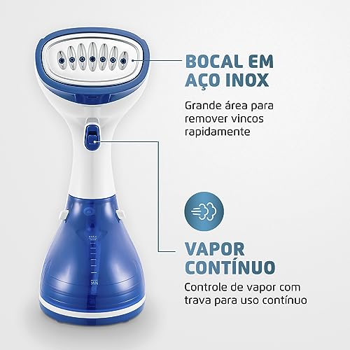 Passadeira a Vapor Portátil Fast Steam, Mondial, Branco/Azul, 1500W, 110V - VP-09