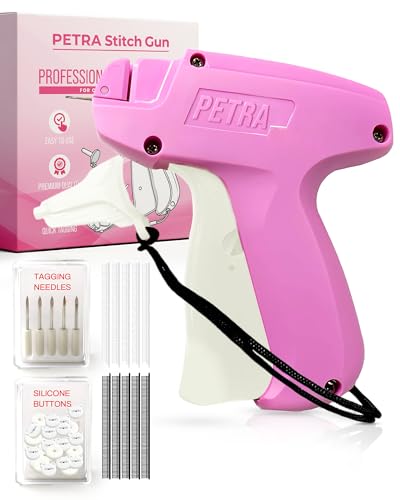 2026 Upgraded Stitch Gun for Clothes Handheld Stitch Gun Quick Clothing Fixer Mini Sewing & Tagging Gun 5 Needles 3000 Fasteners Black & White &144 White Buttons Included