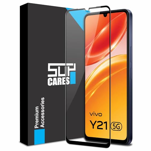 Image of SupCares Tempered Glass for Vivo Y11 5G, Vivo Y21 5G 2026 and Vivo Y05 4G (6.74 Inch) With Installation Kit | 9H Edge to Edge Screen Protector | Black