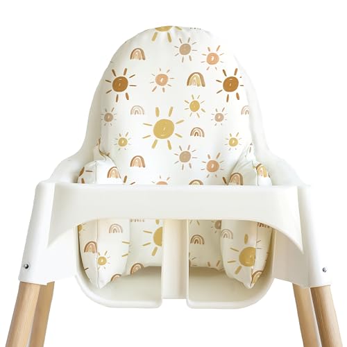 Image of Yeah Baby Goods Wipeable Cushion Cover (Mr Golden Sun) - Compatible with the IKEA Antilop Highchair - Soft, Waterproof Baby High Chair Cover - Vegan Leather Pillow Type Cushion