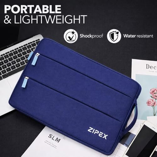 Image of 360 Protective 14 Inch Laptop Sleeve Case for All 13-14 Inch laptops with 2 Front Pockets & Carry Handle | Compatible with 13-14 inch HP, DELL, Asus, Mackbook Devices| Water-Resistant | Blue