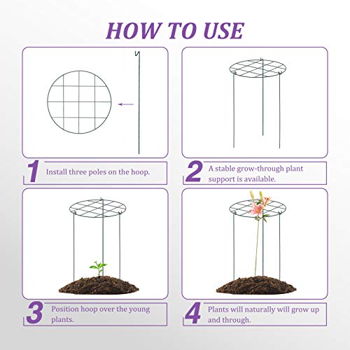 Ceed4U 3 Packs 16 X 24 Inches Grow-Through Plant Supports Grow Through Grid, Plant Brace Flower Support Rings Grow Through Hoops With 3 Pcs Legs For Heavy Blossoms #TOP2