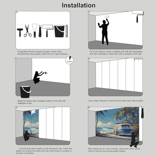 Fresque murale bleue pour salon pour masquer les imperfections - 7