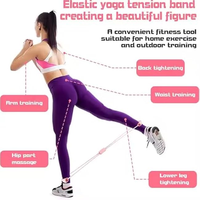2PCS Figure 8 Resistance Band, Figure 8 Resistance Band with Handles, Stretch Fitness Strap for Full-Body Workouts, Strength Training, Flexibility, Exercise Elastic Rope for Home&Gym-Pink
