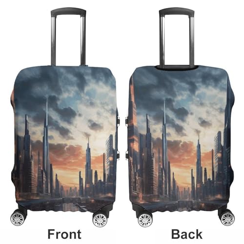 Luggage Cover Elastic Washable Suitcase Cover Dust-Proof City Scape Travel Luggage Cover Fashion Suitcase Protector Thickened Baggage Cover Fit 18-32 Inch Luggage S3